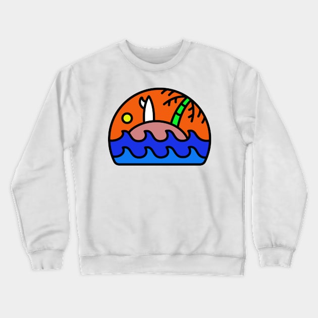 Surfing Waves Crewneck Sweatshirt by polkamdesign